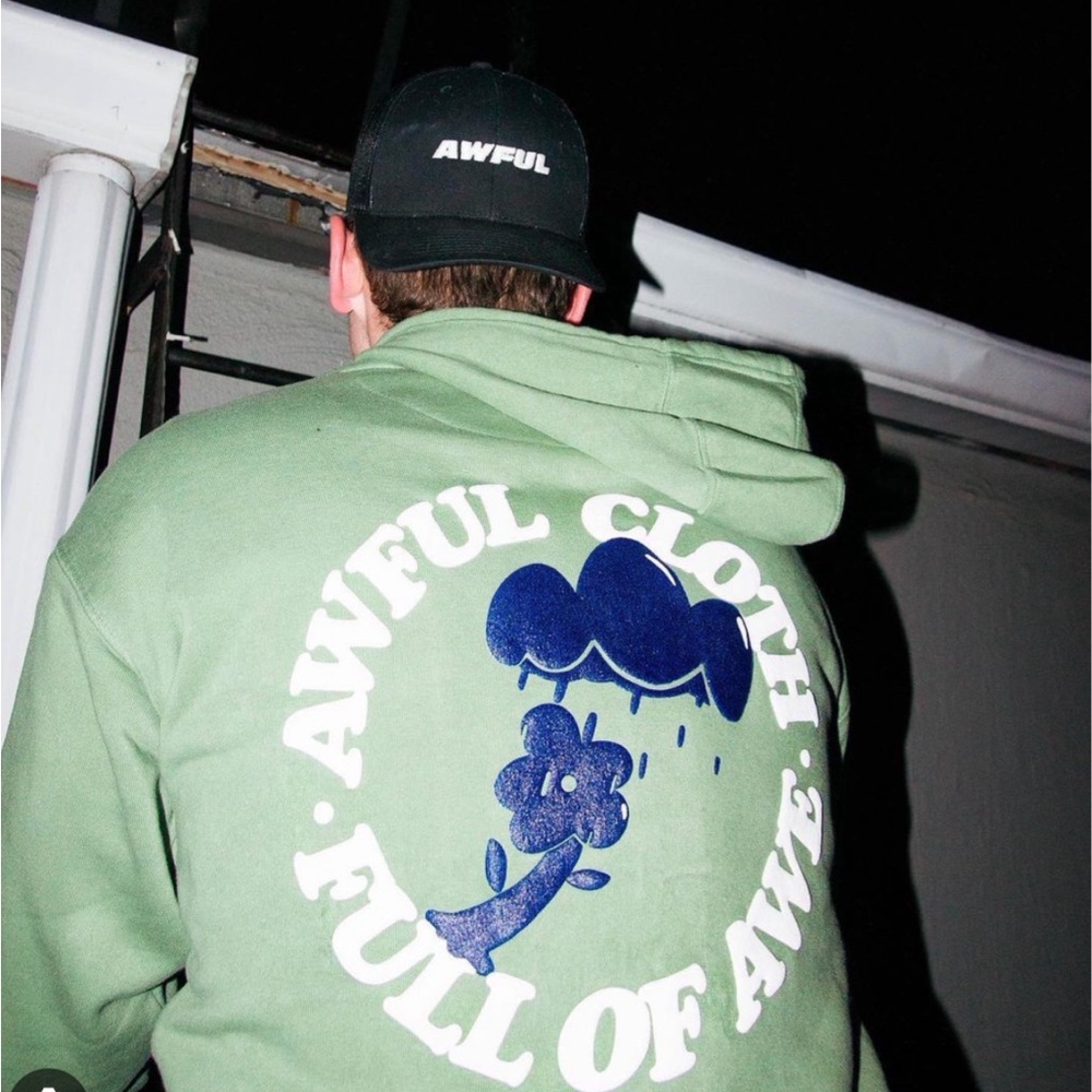 Awful Cloth Sage green hoodie